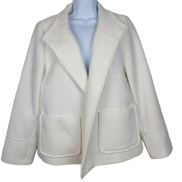 CHICO'S Off-White Boxy Open Front Pea Coat Jacket - Chico's size 1 - M (8) - Picture 1 of 5